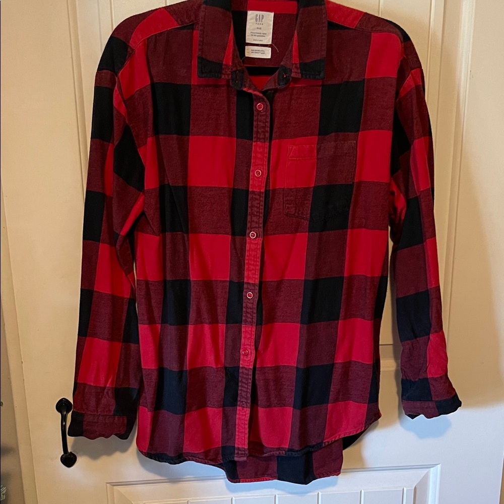GAP Teen Red and Black Checkered Buffalo Plaid Shirt Teen 18-20
